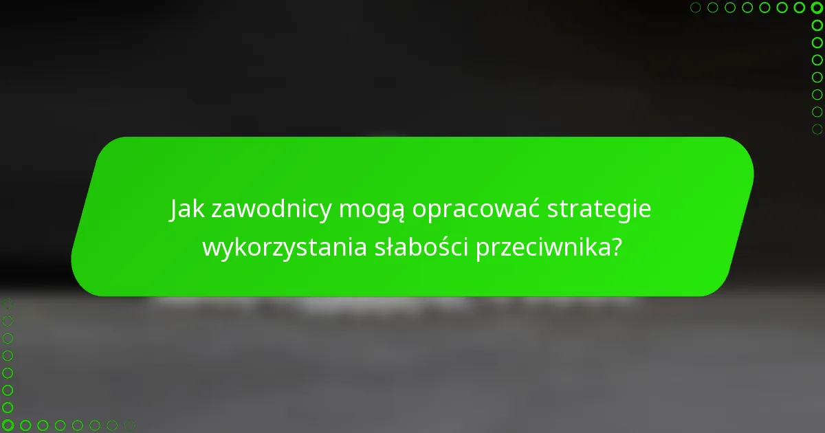 Jak zawodnicy mogą opracować strategie wykorzystania słabości przeciwnika?
